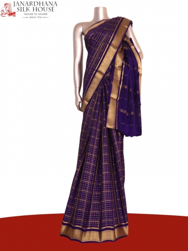 Pure Double Checks Zari Mysore Crepe Silk Saree